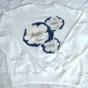 Lacoste White Crew Neck Sweater with Floral Design